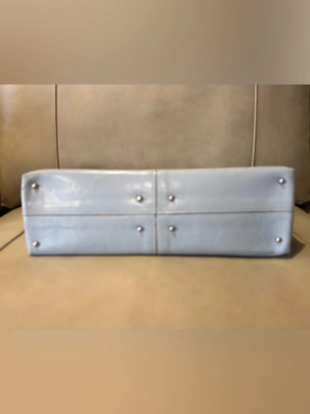 TOD'S Light Gray Leather Structured Solid Tote Bag : USED - Picture 6 of 16